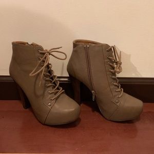 Taupe Heeled Ankle Boots